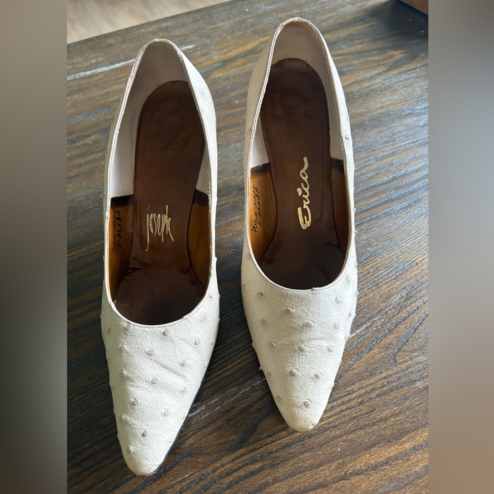 ERICA Ostrich Leather High-Heel Pumps - Size 7.5B